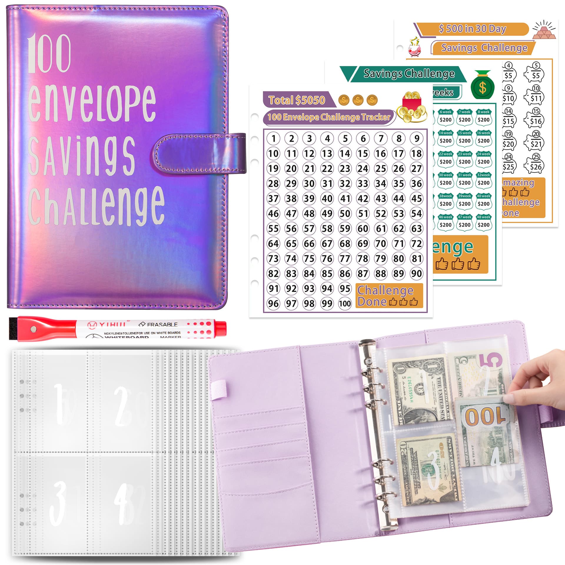 Cross-Border 100-Day Couple Challenge Journal Notebook Cash Budget Planning Storage Booklet Money Management Tool For Budgeting