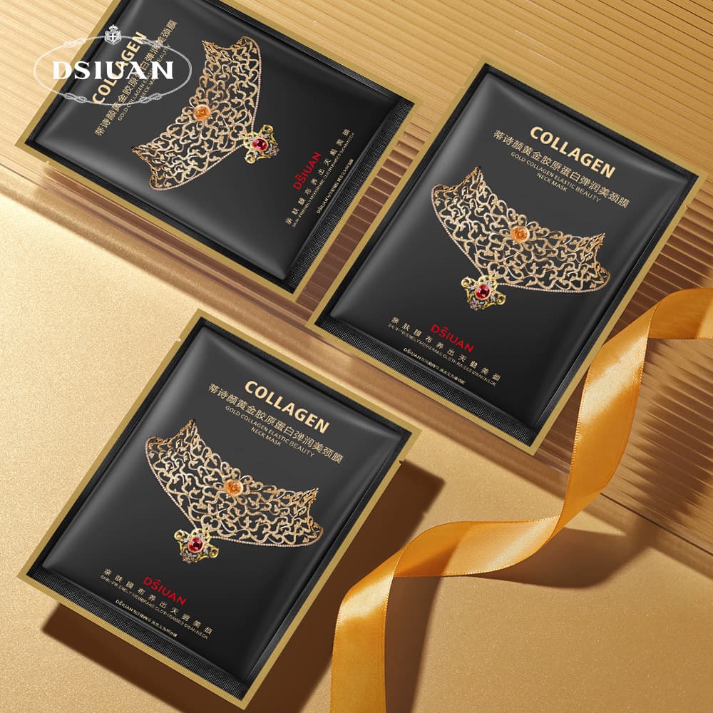 Tishiyan Gold Collagen Elastic and Tender Neck Mask for Hydration, Moisturizing, and Reducing Neck Lines Wholesale