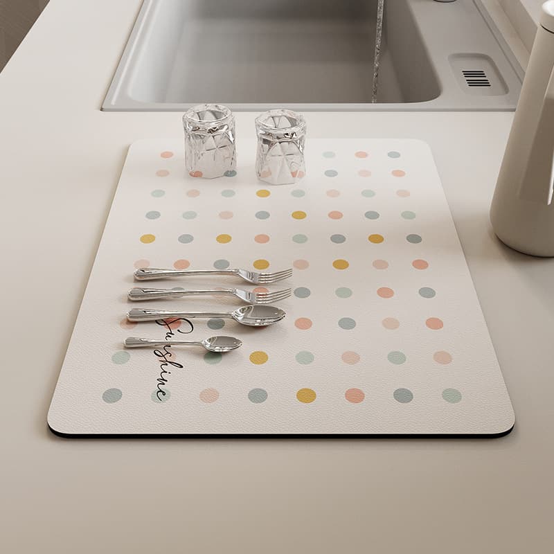 Kitchen countertop drain mat, cream style coffee cup, insulated non-slip coaster, wash basin countertop, wipeable no-wash table mat