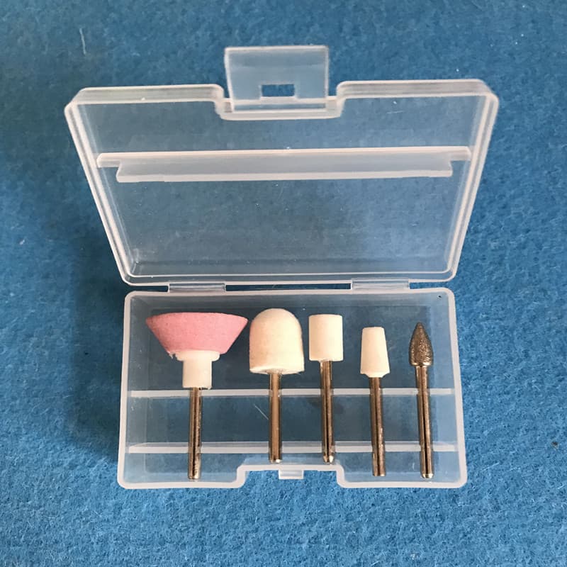 Nail Drill Bits 5-Piece Set Plastic Case 2.35mm Shank Polishing Head Nail Surface Grinding Tool Mini Electric Nail File