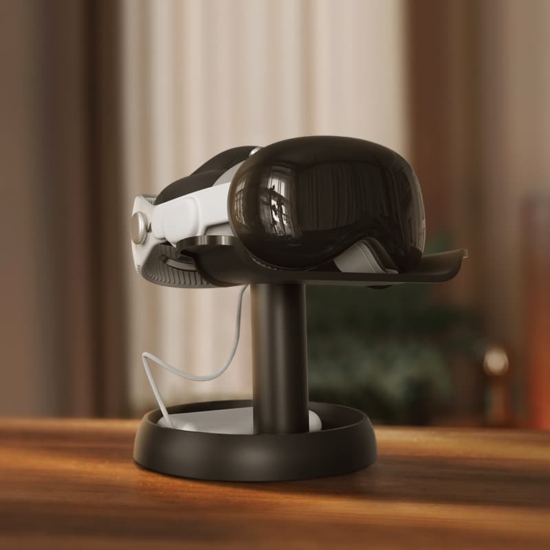 AMVR display and storage stand for Vision Pro, accessory for Apple glasses and VR headsets.