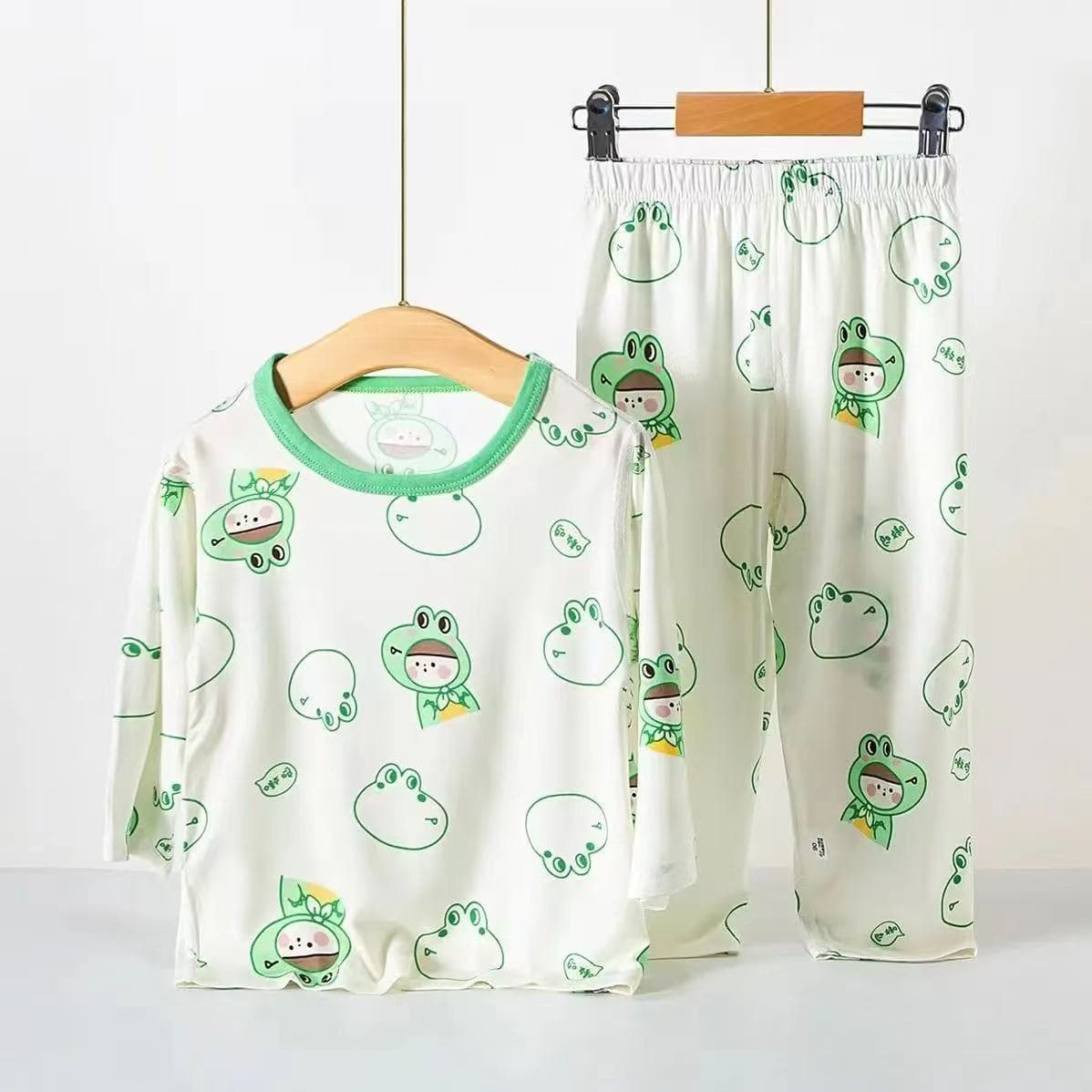 Children's Homewear Set Summer Thin Boys Girls Yousi Silk Three-Quarter Sleeve Air Conditioning Suit Medium Large Kids Pajamas