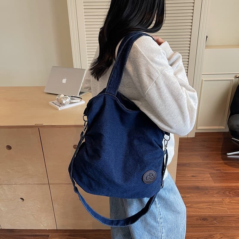 Korean style casual simple literary denim bag women's bag versatile shoulder armpit bag large capacity crossbody bag tote bag