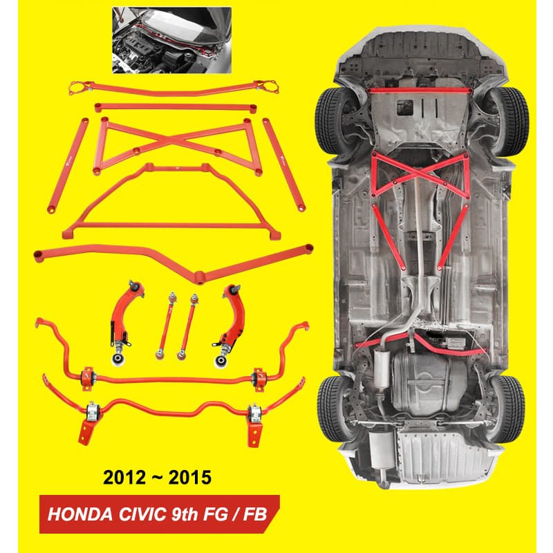 Honda Civic 9 FG FB Front Strut Brace Rear Adj. Sway Bar