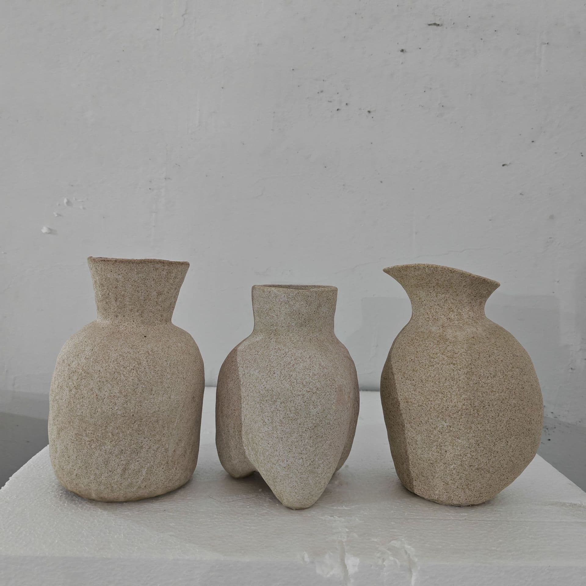 Rough Pottery Flower Vessel Vase, Vintage Clay Pottery Vase Decoration, Green Plant Creative Vessel, B&B Ceramic Vase