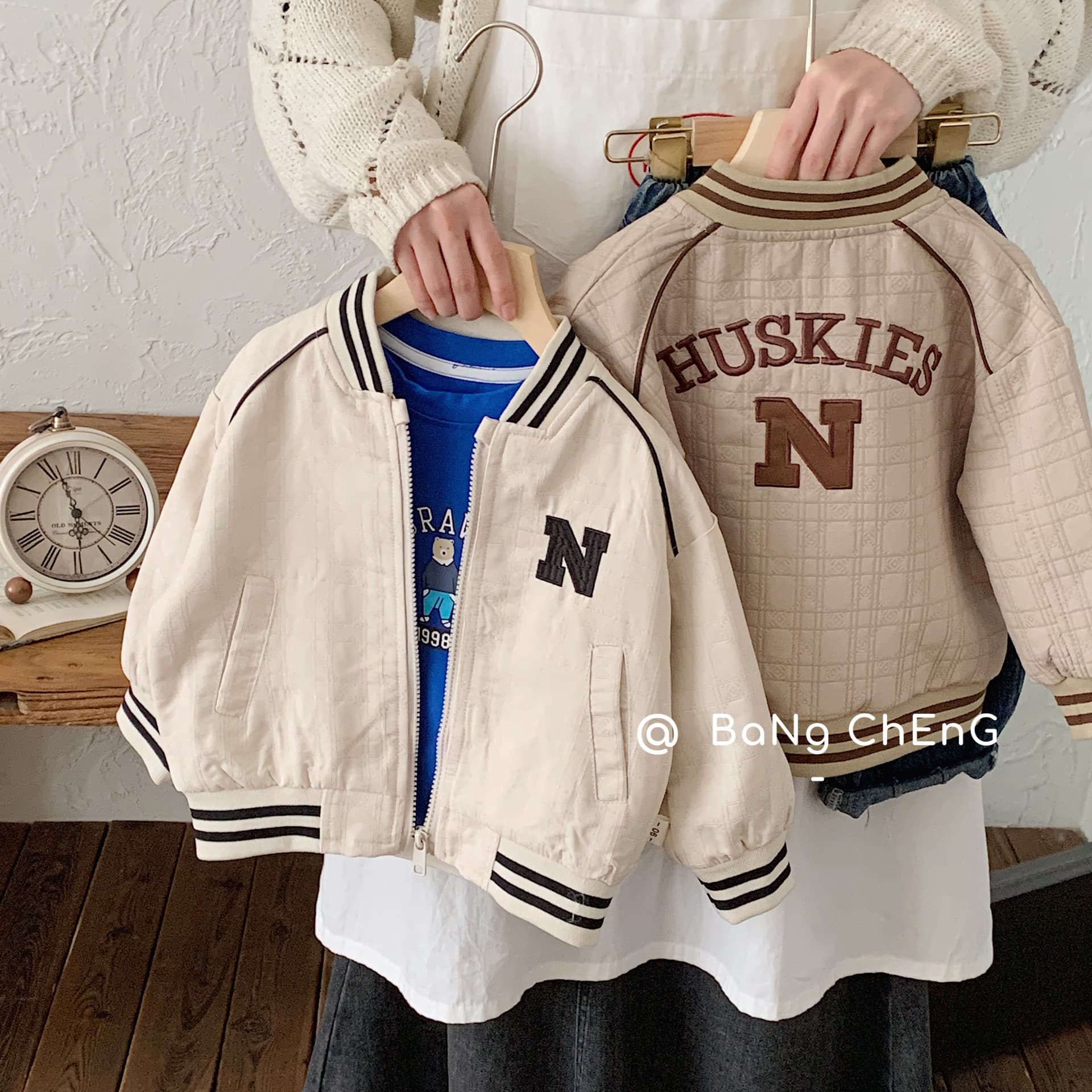 Children's Outerwear Bangcheng 2025 Autumn Baseball Jacket Embroidered Jacket Unisex Letter Cardigan New Trendy Style G0008