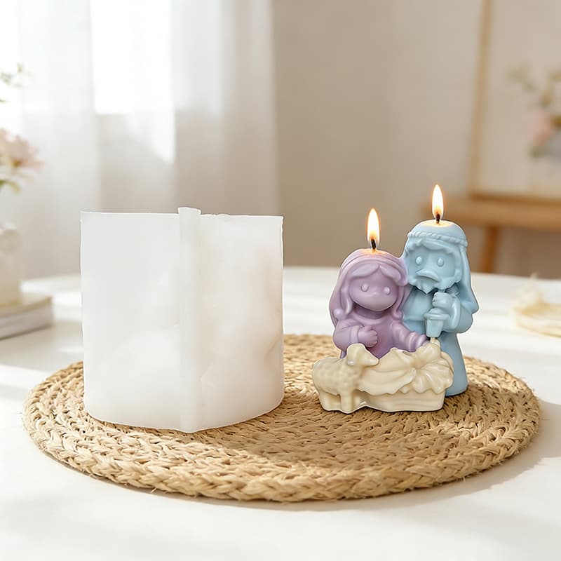 Large Holy Family Three-Person B Scented Plaster Mold DIY Aromatherapy Stone Candle Resin Silicone Mold