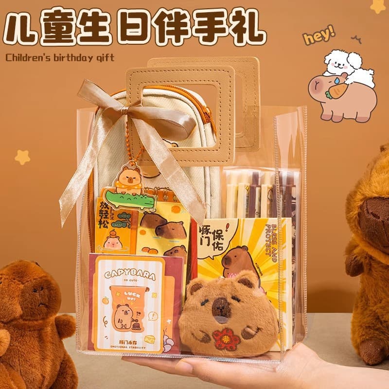 Kapibala stationery set, ruler, notebook, pen, stationery gift box, souvenirs for the beginning and end of semester, student prizes and gifts