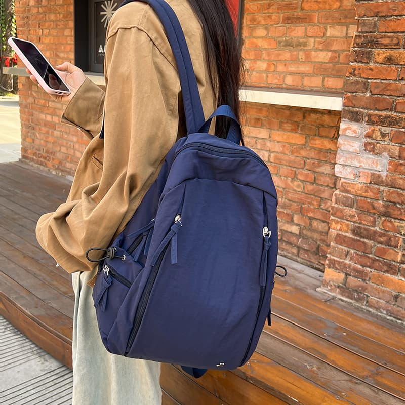 Japanese-style Casual Backpack for Women College Students Simple Solid Color Double Shoulder Bag Lightweight Versatile Laptop Backpack for High School and Middle School Students