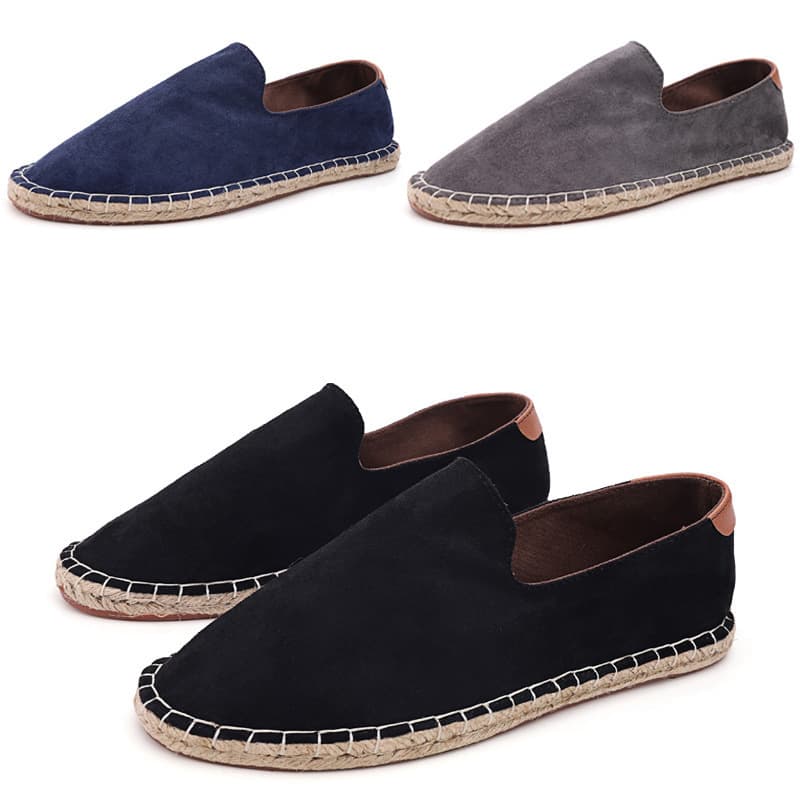 New Summer Straw Rope Fisherman Shoes for Men, Hand-Stitched Cloth Shoes, Slip-On Loafer, Chinese Style Men's Shoes
