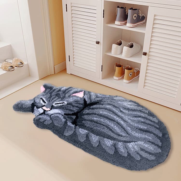 Kitchen Living Room Bedroom Children's Room Carpet Small Cat Pattern Polyester Fiber Machine Washable Modern Simple Style Home Use