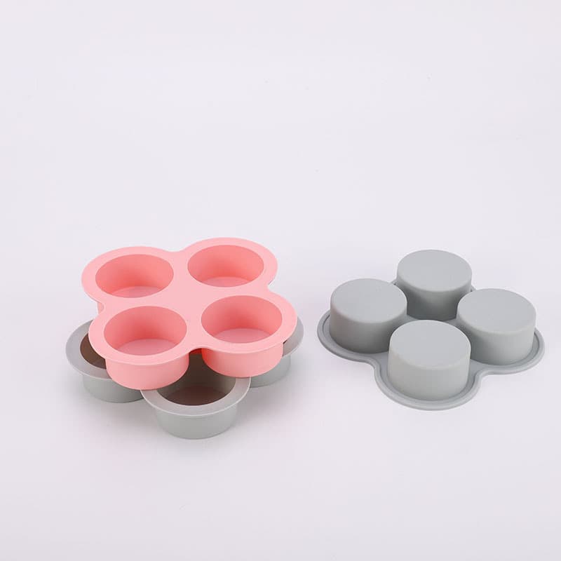 Cross-Border New 4-Piece Cylindrical Cake Baking Mold Home Kitchen Dessert Food Supplement Silicone Mold Manufacturer Wholesale