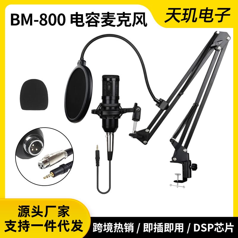 BM800 Wired Computer Recording Microphone Professional Sound Quality Home Studio Voice over Compatible with All Computers