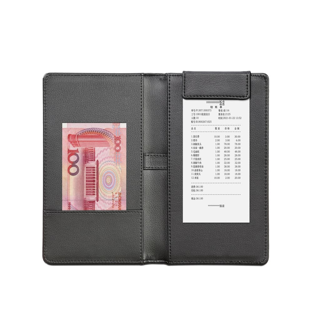 Restaurant leather cashier clip hotel bill holder restaurant hotel beverage menu change clip checkout book receipt holder