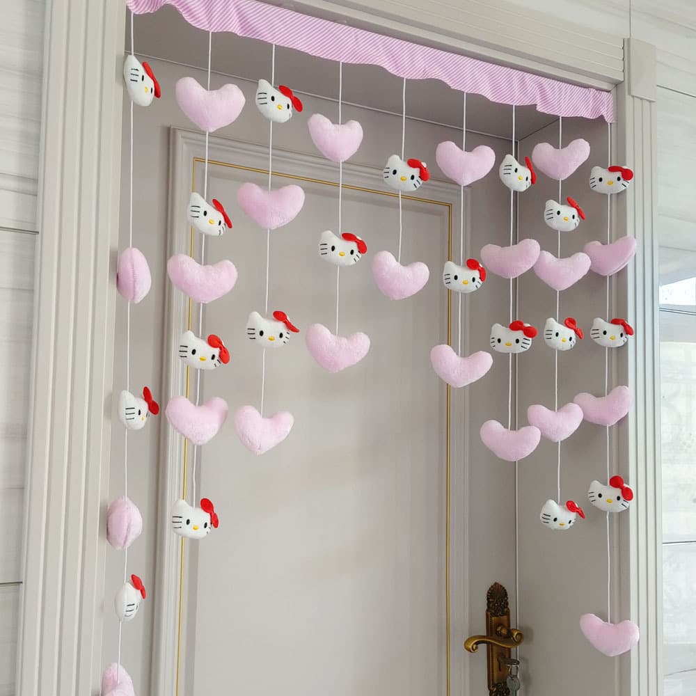 Red Cat Pink Heart Door Curtain High Appearance Trendy Wedding Decoration Girly Princess Door Curtain Hanging Curtain