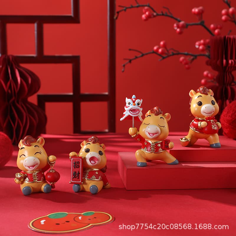 Trendy New Year Year of the Horse Cute Horse Baby Decoration Copper Coin Fortune Little Horse Ornament Lucky Charm