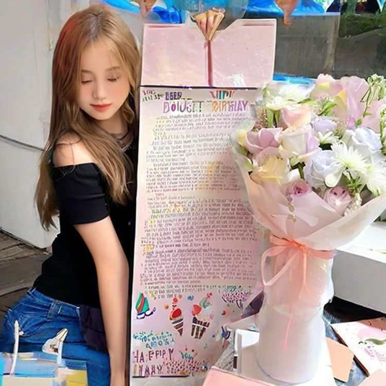 Gift for Couples 1M Love Letter Scroll Handwritten Xiaohongshu Style Extra Long Thickened Fine Mounted Birthday Confession Gift