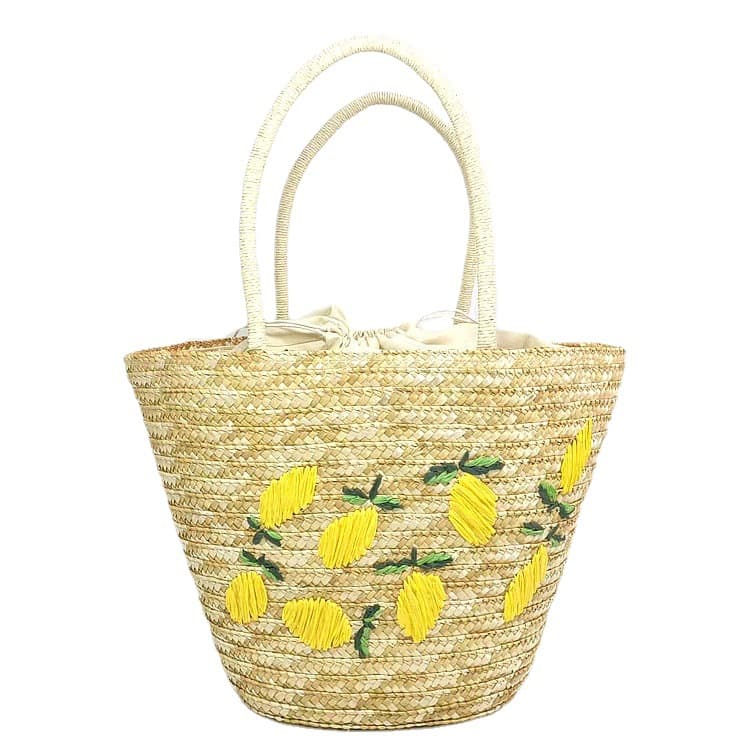2022 Summer Wheat Straw Woven Bag Beach Handmade Woven Bag New Mango Lemon Fresh Handbag for Women