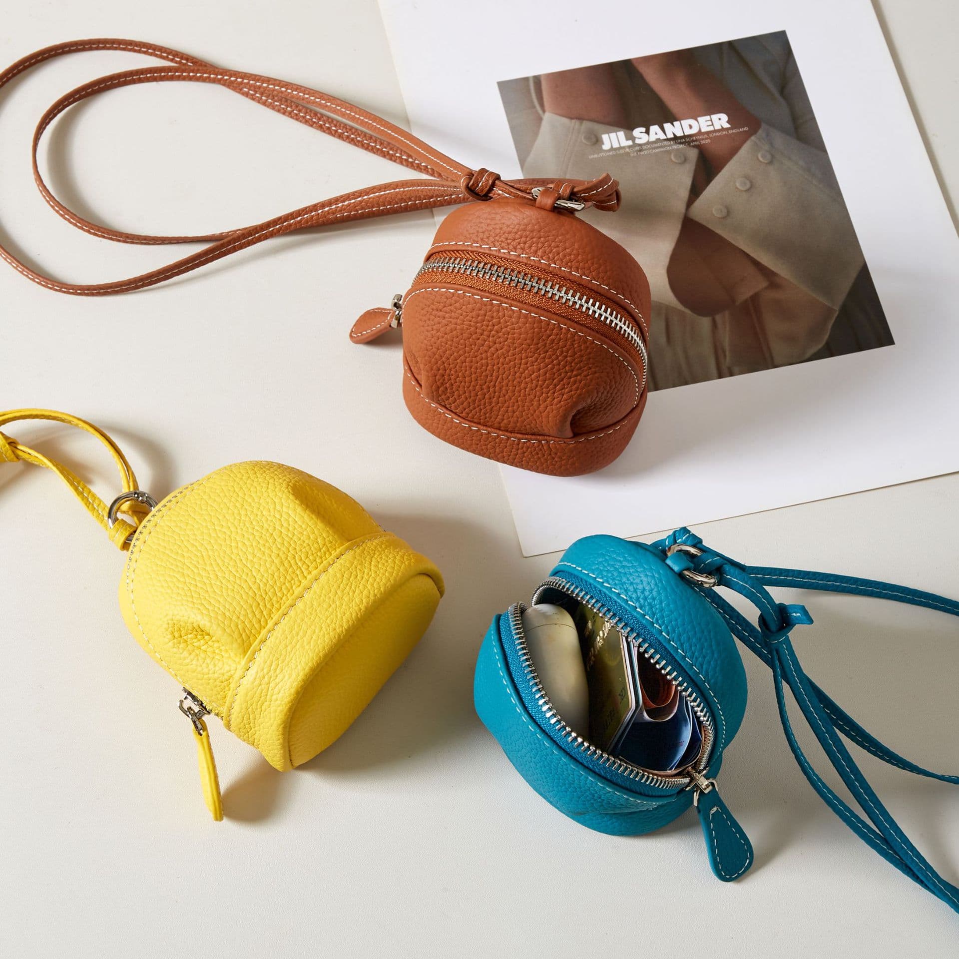 Top Grain Leather Coin Purse Mini Bag Minimalist Crossbody Bag Shoulder Fashion Cute Lipstick Bag Genuine Leather Small Backpack