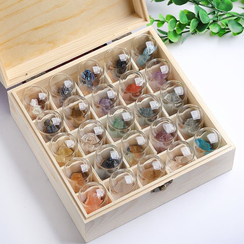Natural crystal raw stone ore specimen ornaments mineral crystal color children's gemstone rare mineral rock set box