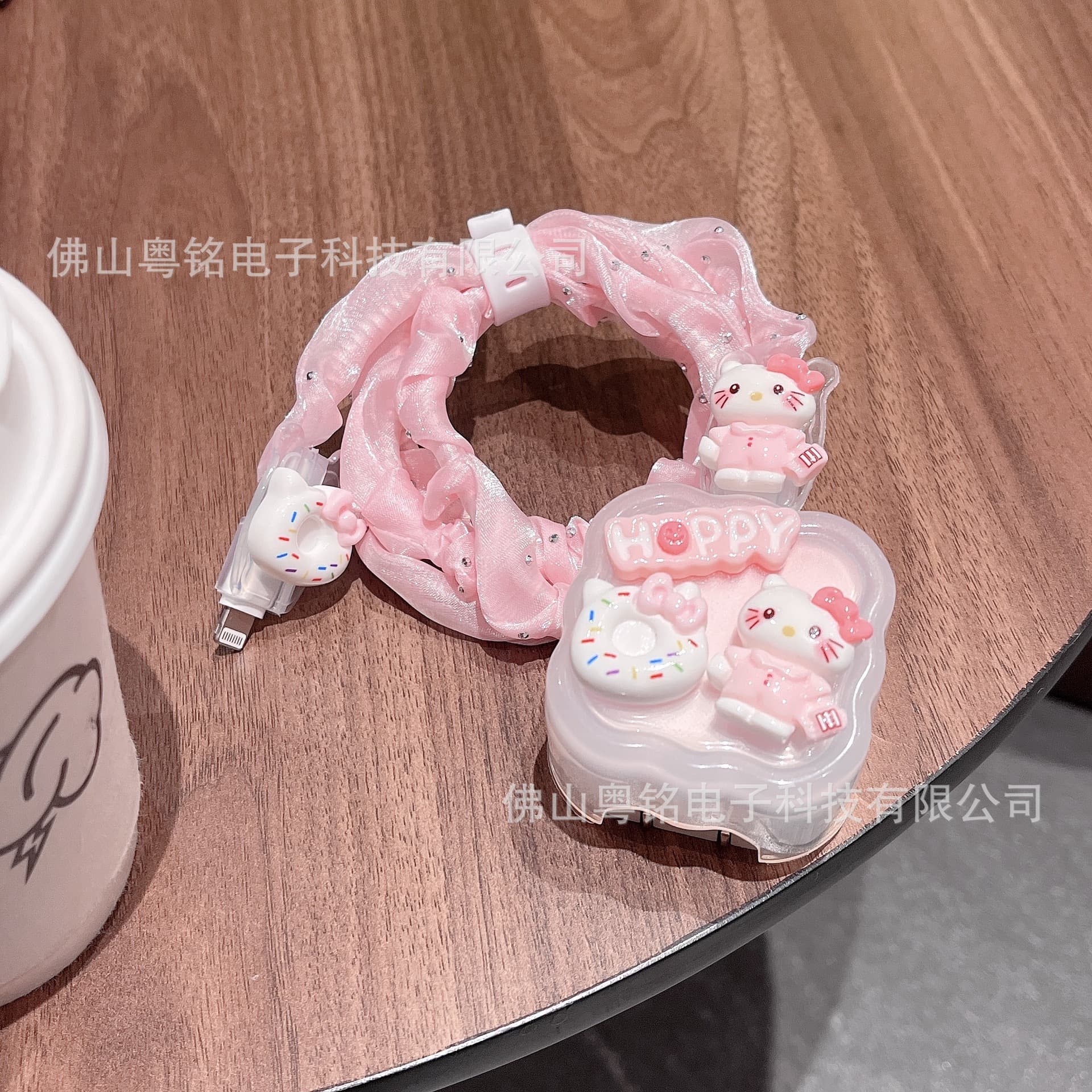 Cartoon Pink KT Cat Compatible with Apple 40W Charger Case iPhone 17 Cable Biter Anti-Break Soft Shell