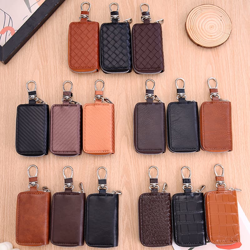 New Cross-Border PU Key Case, Unisex Multi-Function Car Key Holder, Mini Scratch-Proof Key Chain Protective Cover