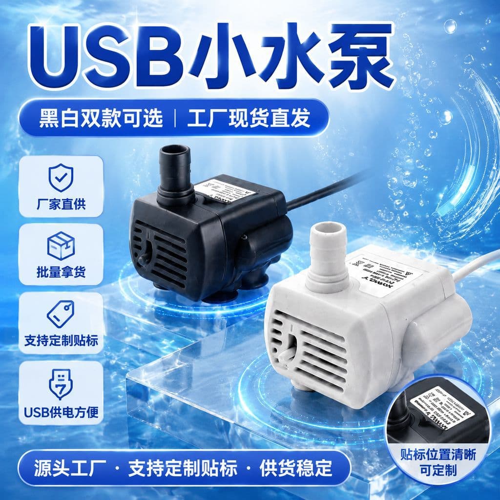 Aquarium USB Submersible Pump Bottom Suction Auto-Stop When Out of Water Filter Pump Low Voltage 5V Mini Pet Water Change Pump