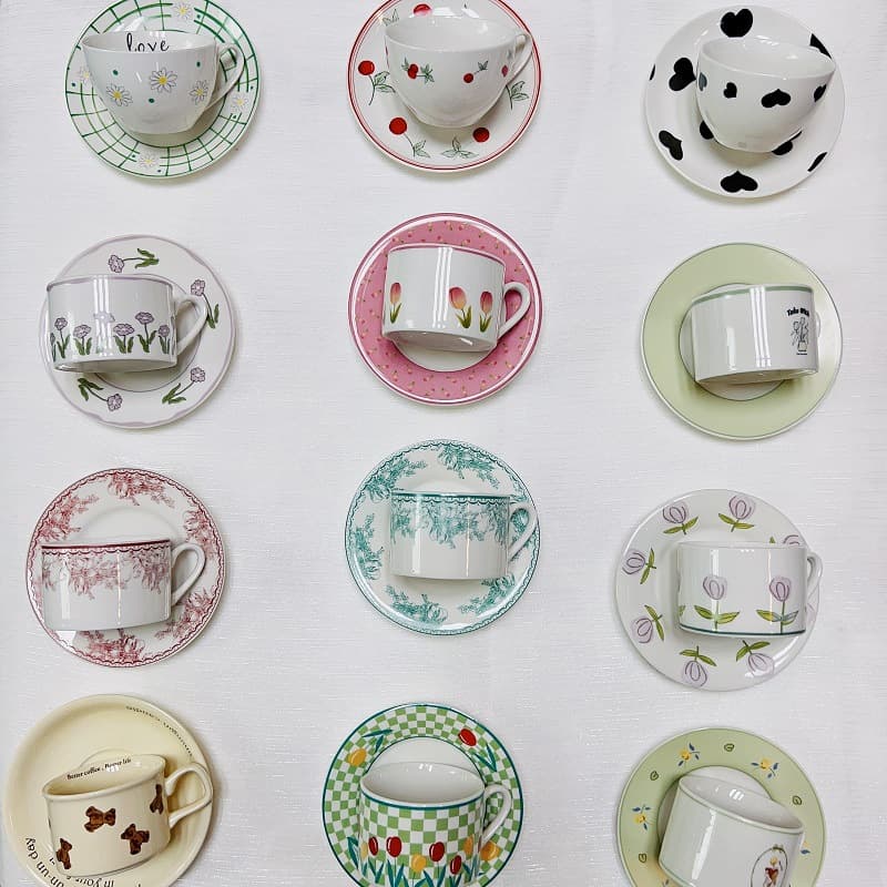 Finnish retro ceramic tableware mug European modern coffee cup British afternoon tea French cup and saucer set