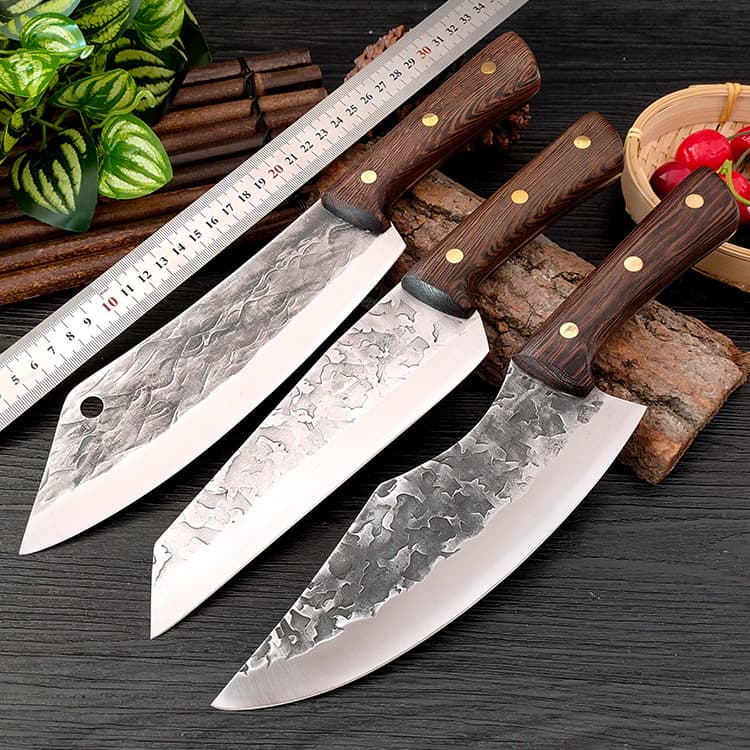 Chef Knife, Vegetable Slicer, Forged Butcher Knife, Meat Cleaver, Skinning Boning Knife, High Carbon Steel Slaughter Knife for Pig, Cow, Sheep, Fish