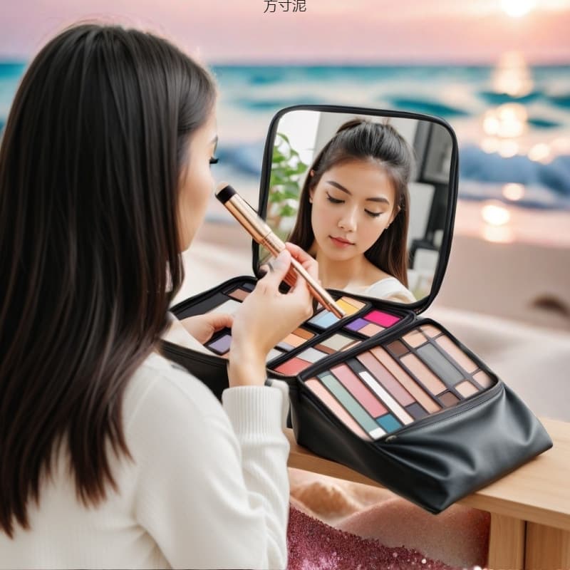 Carry mirror cosmetic bag for women, portable large capacity, new style portable storage box, popular travel products