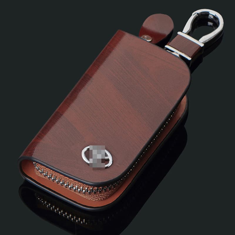 Factory Direct Wood Grain Car Key Case, Remote Control Zipper Pouch, Belt Clip Universal Keychain Cover