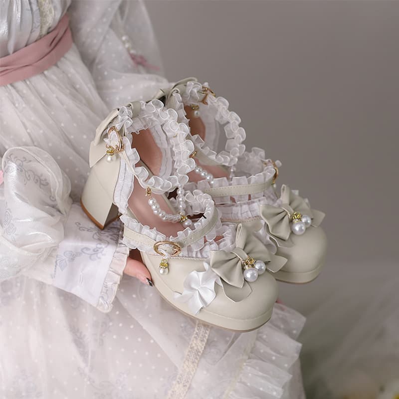 Girls' High Heel Sandals Lolita Princess Shoes Children Little Girl Fashion Chunky Heel Spring/Summer Lolita High Heels