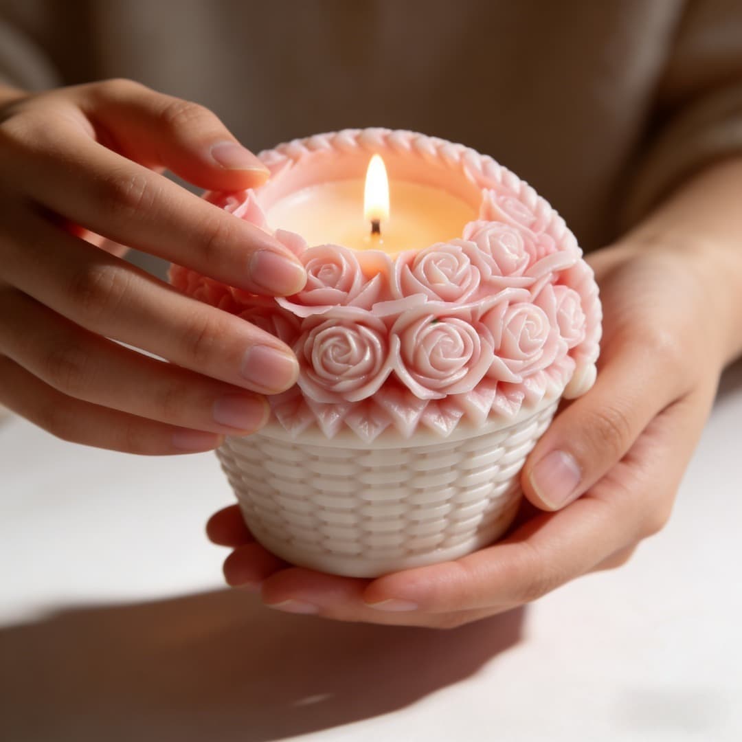 Flower Basket Rose Bouquet Silicone Mold Aromatherapy Candle Plaster Storage Jar DIY Handmade Ornament Mold