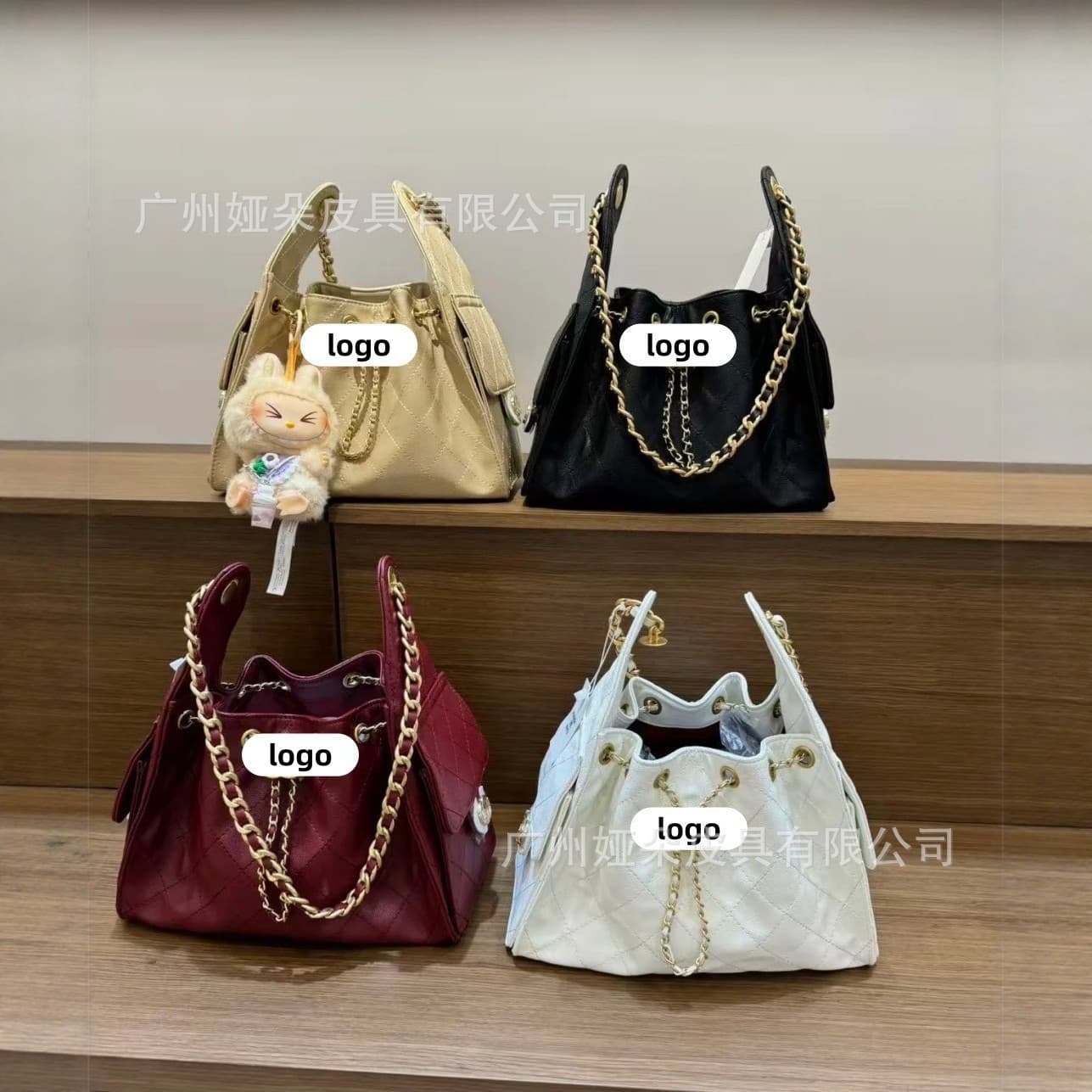 Original Leather Small Fragrance Style 25S Drawstring Bucket Hobo Bag Caviar Glazed Calfskin Diamond Quilted Underarm Women's Bag Hippie Bag