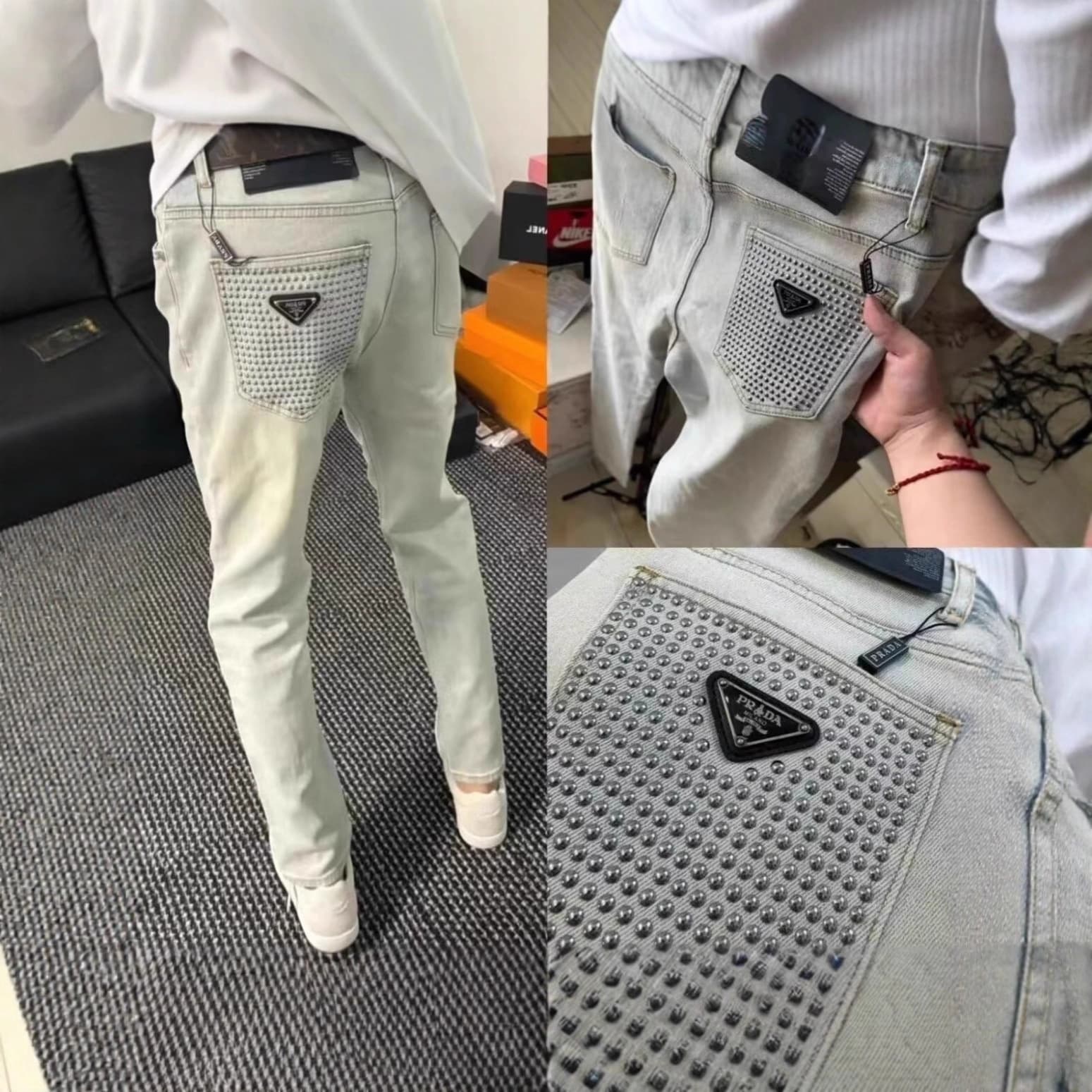 2025 Fall/Winter New Men's Jeans American Retro Washed Distressed Straight Slim Tapered Casual Long Pants