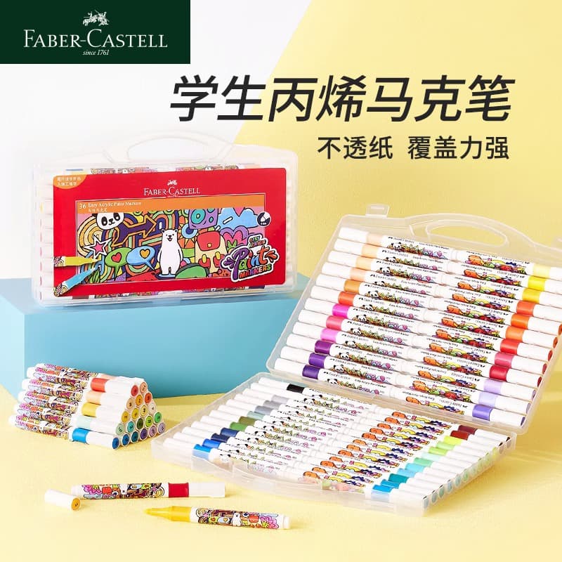 Faber-Castell Acrylic Markers for Kids, Hand-Painted, Blendable, Non-Bleeding Acrylic Pens, DIY Art Colored Pens for Students