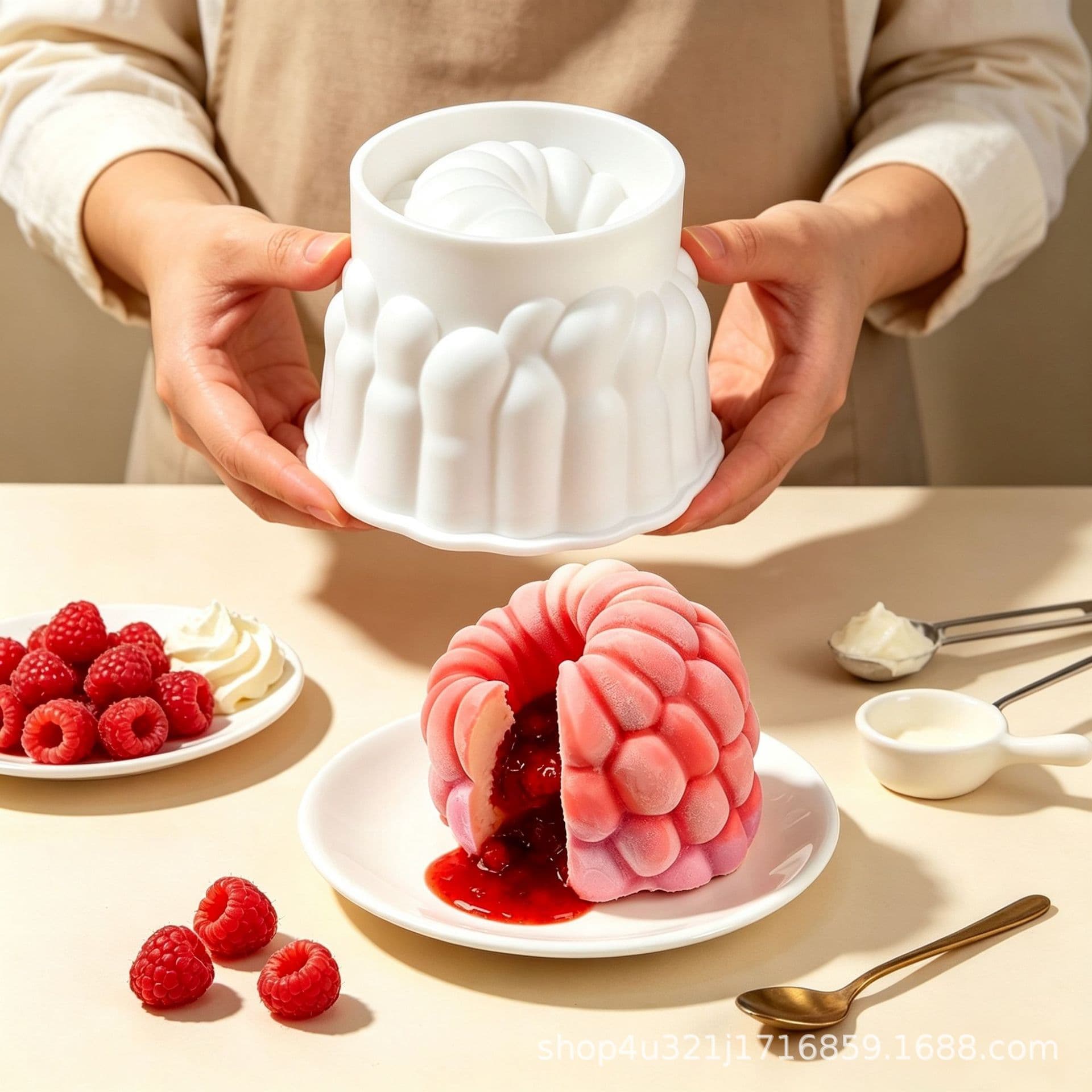 Large raspberry mousse cake mold Raspberry fruit ice cream French dessert chocolate silicone mold