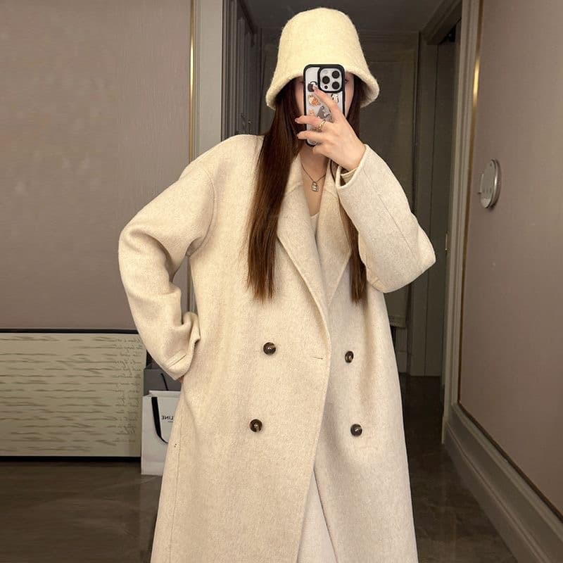 Improved design. Please see the actual product before ordering. Off-season special offer. Popular Korean style women's wool mid-length wool coat.