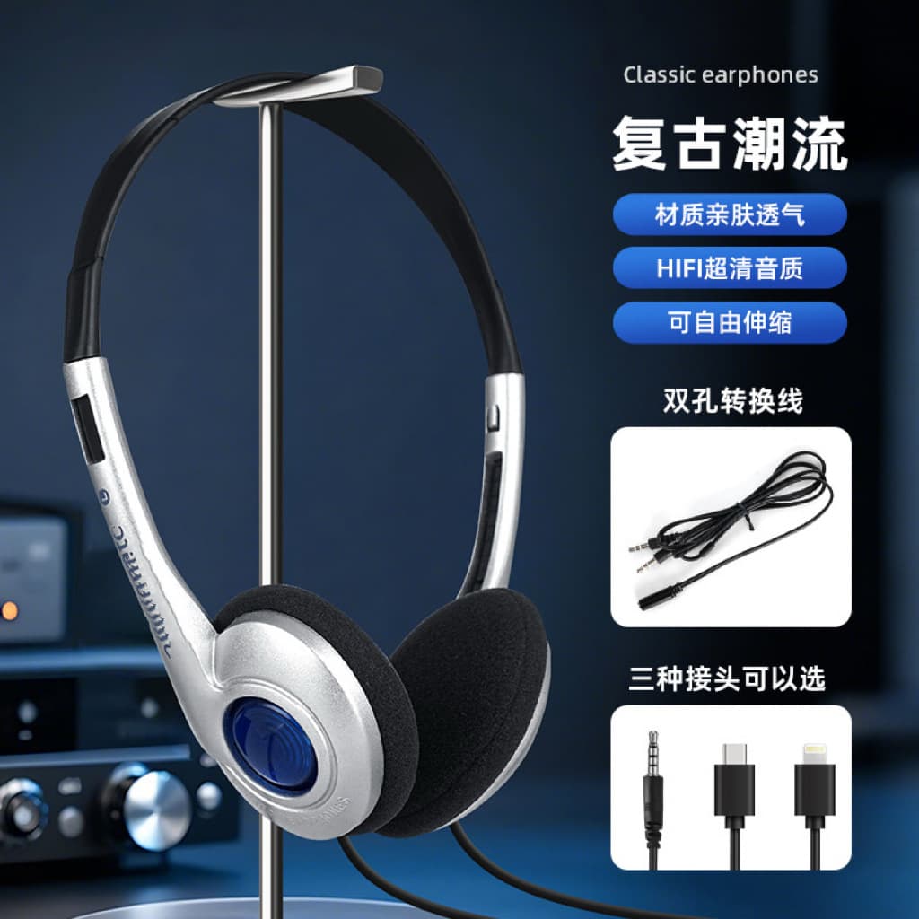 New Over-Ear Wired Headphones Upgraded Retro Ultra-Light for Photo, Compatible with Apple iPad, Huawei, etc.