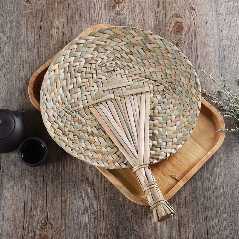 Handwoven Traditional Palm Leaf Fan, Straw Woven Fan, Home Summer Cooling Portable Craft Fan, Classic Plantain Fan