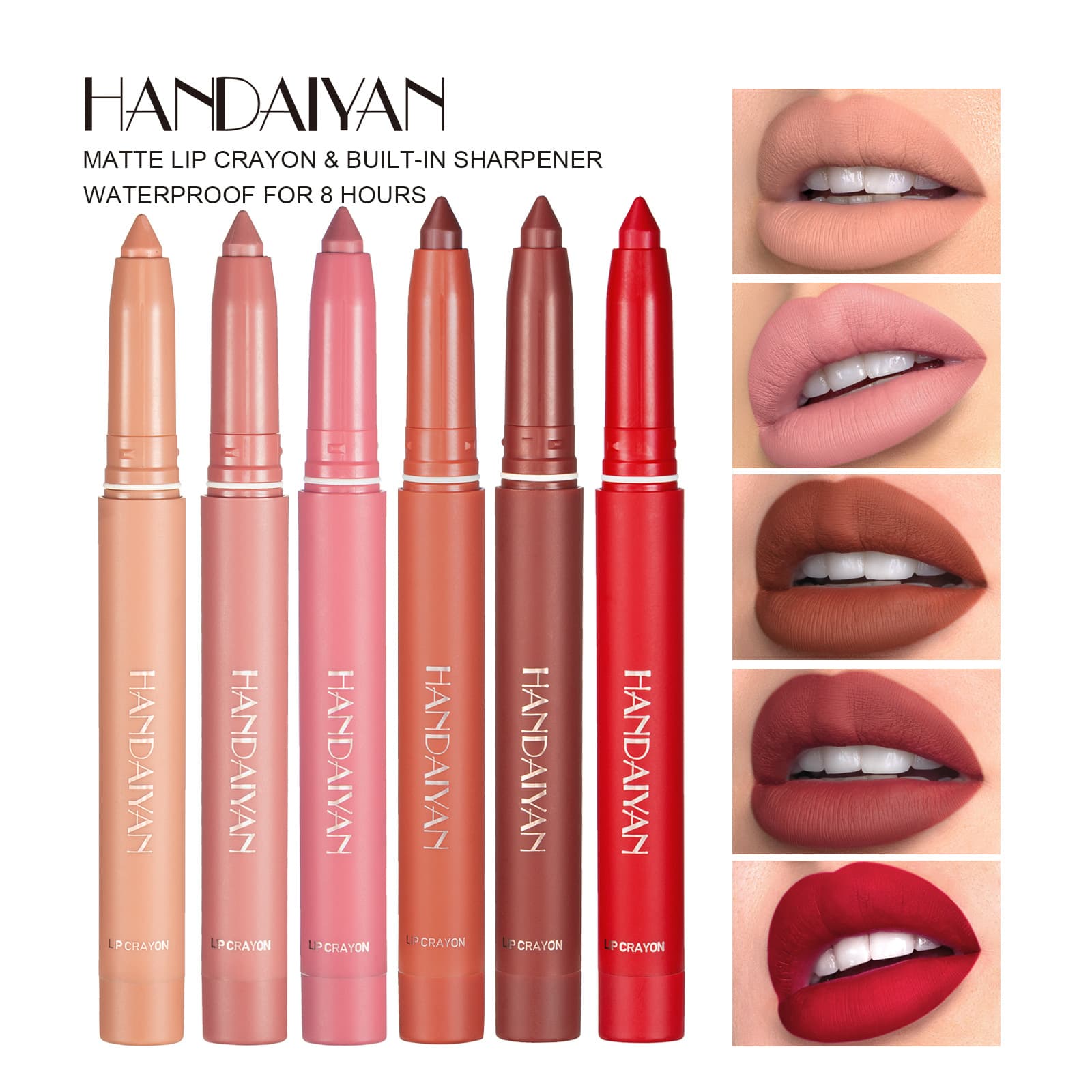 Cross-border matte lip liner automatic waterproof non-stick cup HANDAIYAN lip liner lip pencil lipstick lip liner