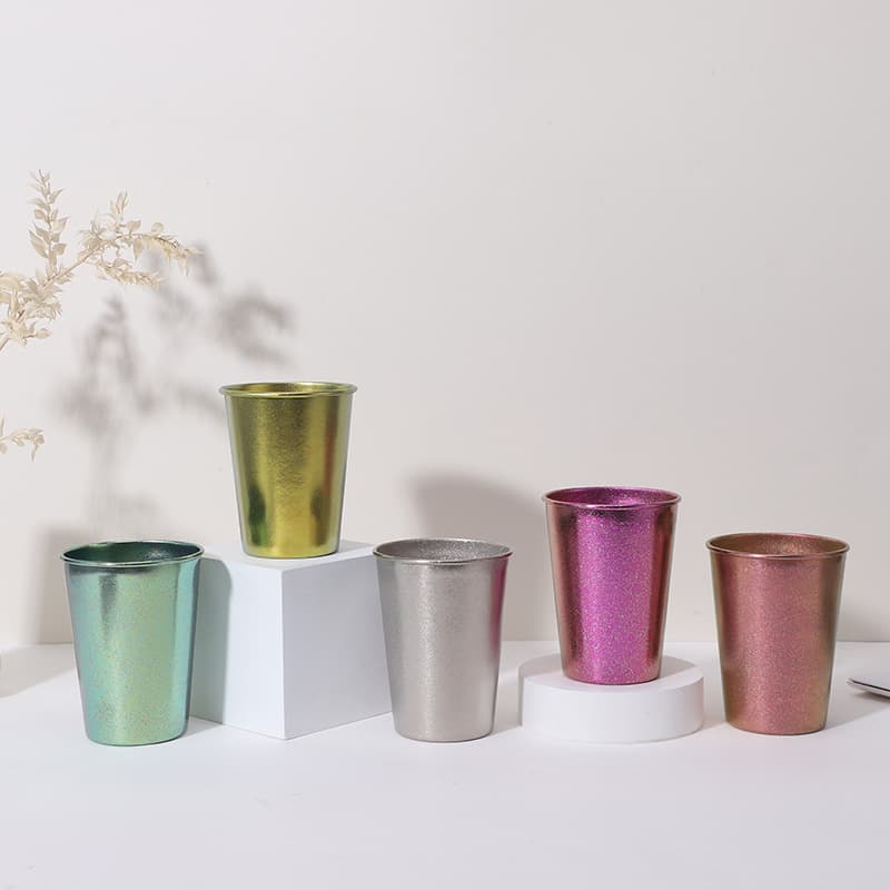 Premium Pure Titanium Rolled Rim Beer Mug Outdoor Portable Mug Multicolor Ceramic-Like Mug Office Water Cup Car Cup