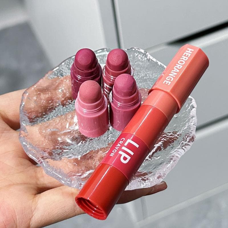 HERORANGE Four-Color Mini Lipstick Set, Matte Velvet Multi-Color Lip Pencil, Natural Look, Brightening
