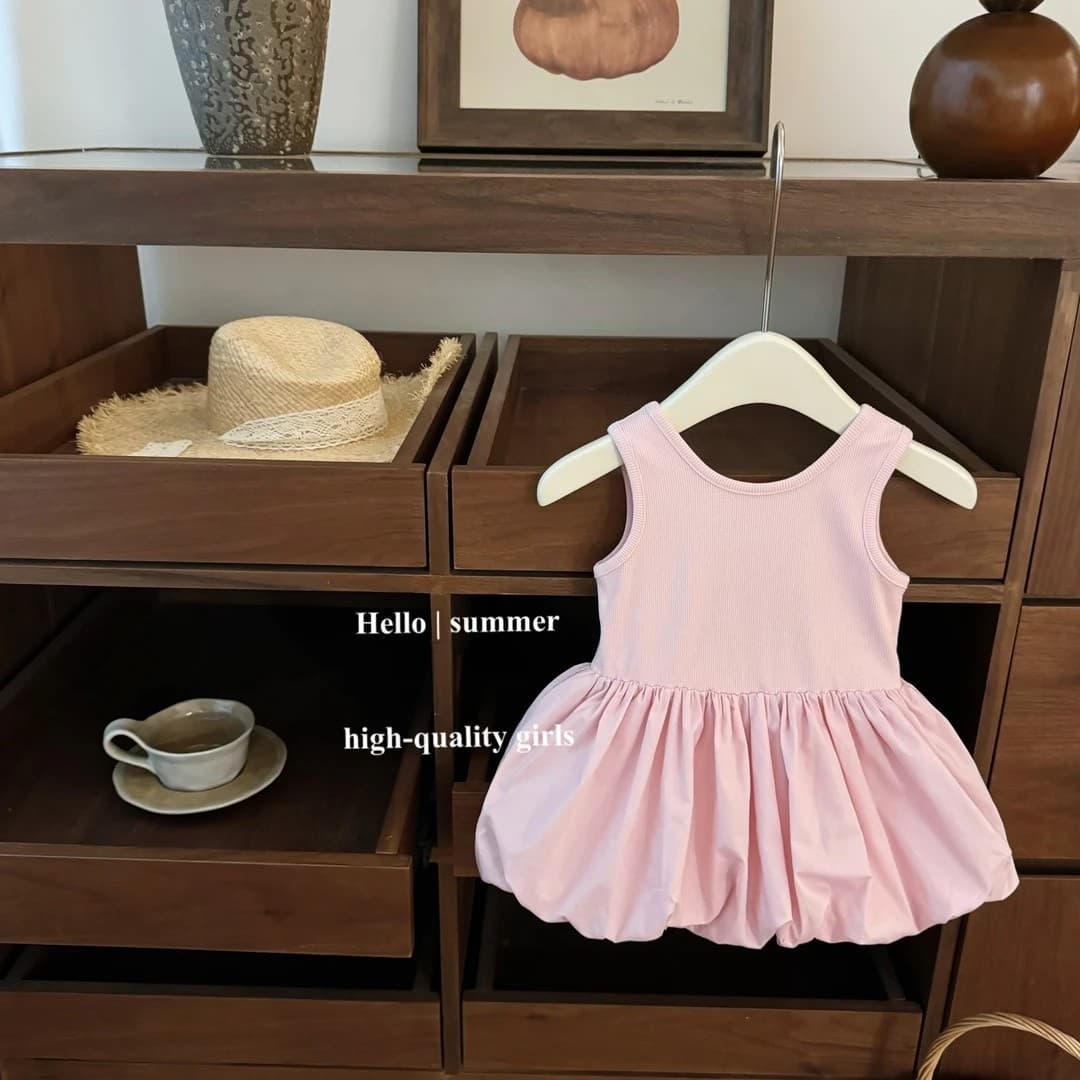 Tongxingyuan Summer New Arrival Girls Baby Pink Sweet Little Backless Trendy Bubble Princess Dress