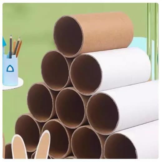 Brown White Round Paper Tube Paper Cylinder Kindergarten Creative Art DIY Painting Educational Material Paper Core Cylinder