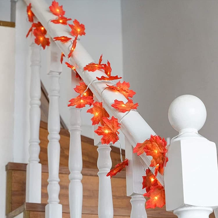 Amazon LED String Lights Halloween String Lights Thanksgiving Decorative Lights Room Decoration String Lights Courtyard Maple Leaf Light String