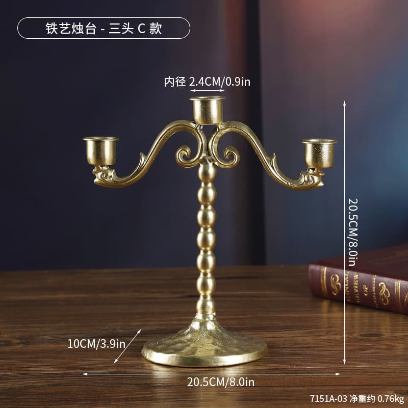Iron Art Gold Bow Decorative Candle Holder for Restaurant Wedding Decoration Stand Photography Prop Home Atmosphere Ornament