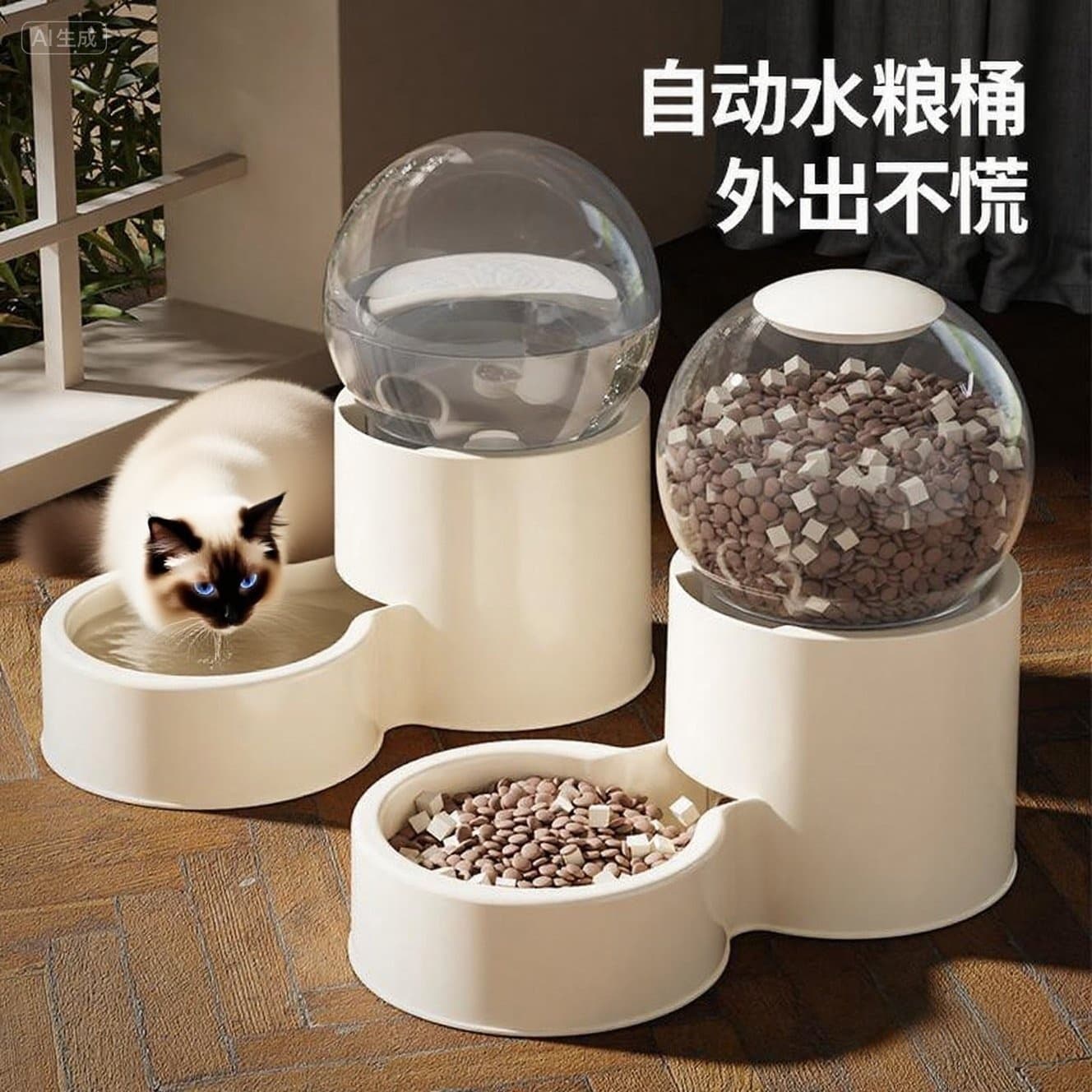 Cat and dog water dispenser, cat food fully automatic feeder, cat and dog bowl, food storage bucket, cat feeding and drinking water artifact