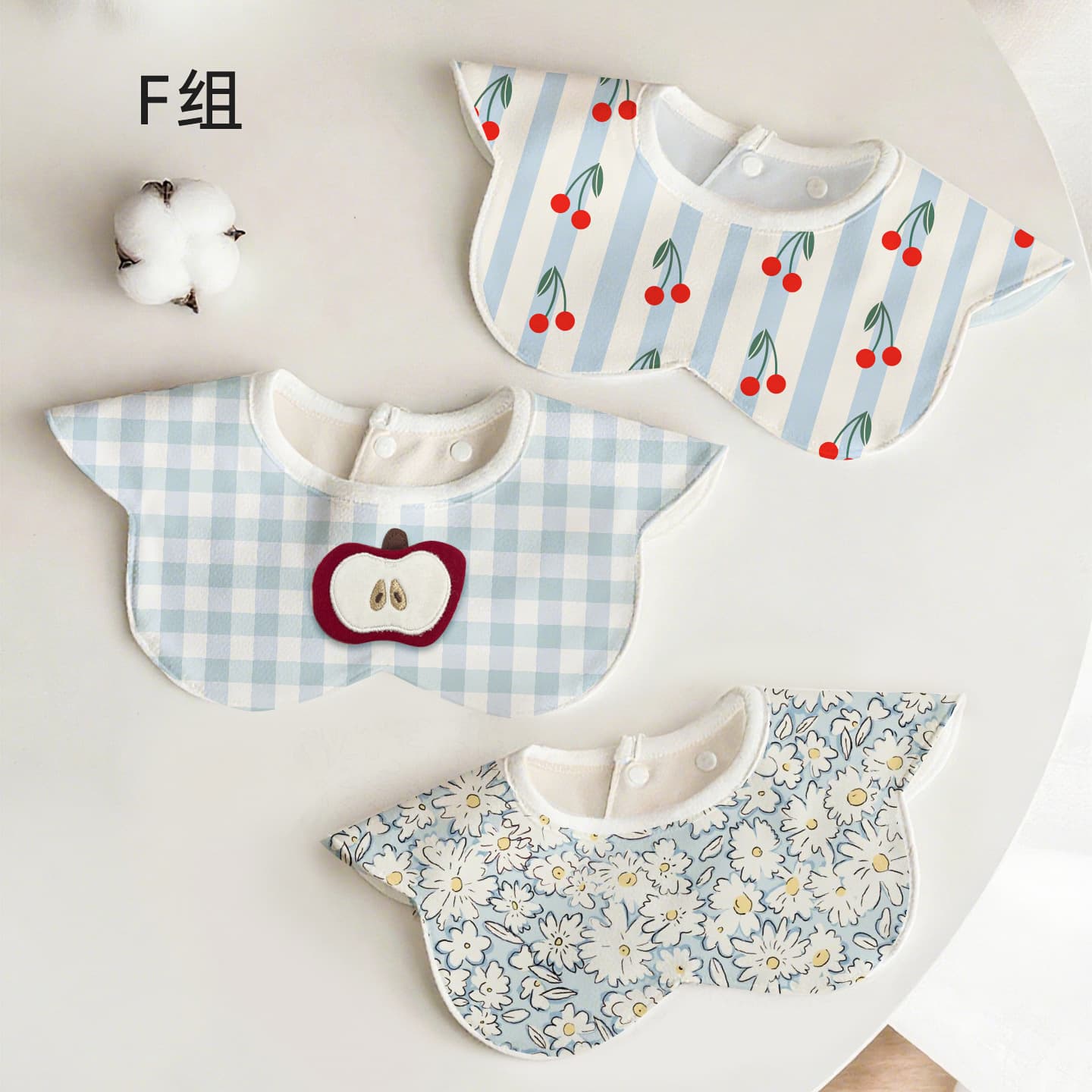 ins Korean version pure cotton baby bib baby saliva towel 360 degree rotatable waterproof flower saliva pocket quick suction