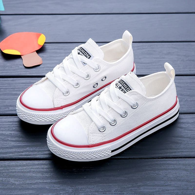 Wholesale Parent-Child Lace-Up White Shoes for Boys and Girls, Children's Casual Canvas Shoes, Baby Sneakers 2026 Model